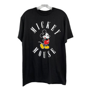Mickey Mouse Black Tee Disney T-Shirt Short Sleeve Crew Neck Classic